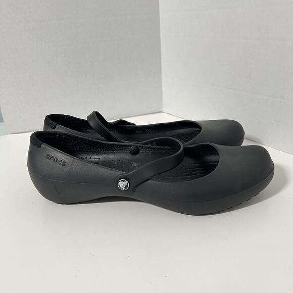 Crocs Alice Work Mary Jane Ballet Flats Women's Size 9 Black Comfort Shoes - Picture 4 of 13